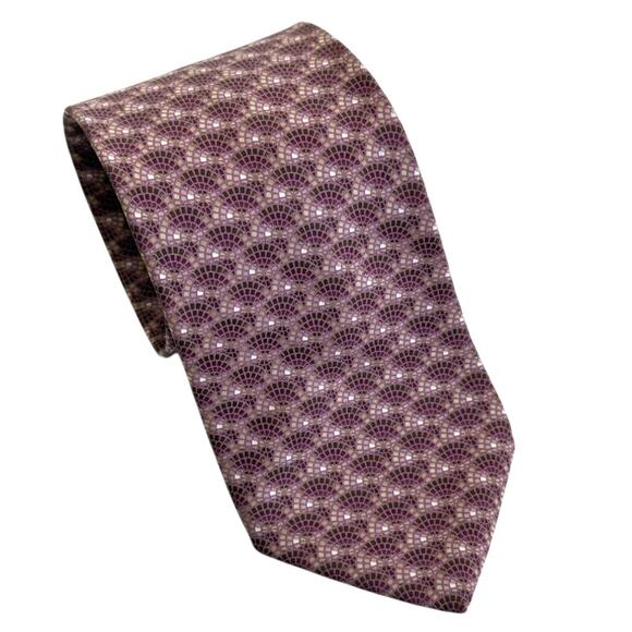 Lanvin Paris Mosaic Art Deco Pink Purple Geometric French Luxury Tie 100% Silk - Picture 1 of 9